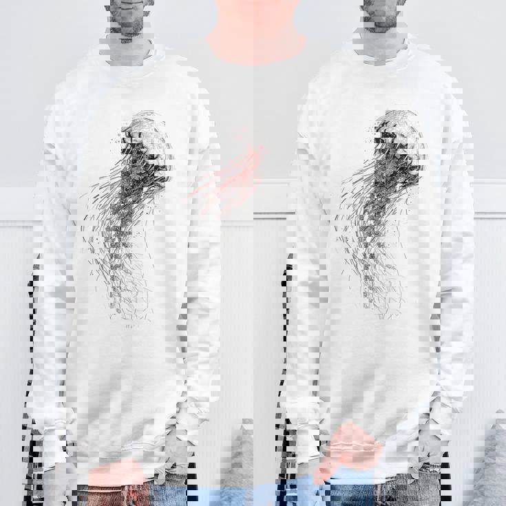 クラゲ 図面 グラフィック 動物 アート クラゲ スウェットシャツ 高齢者への贈り物