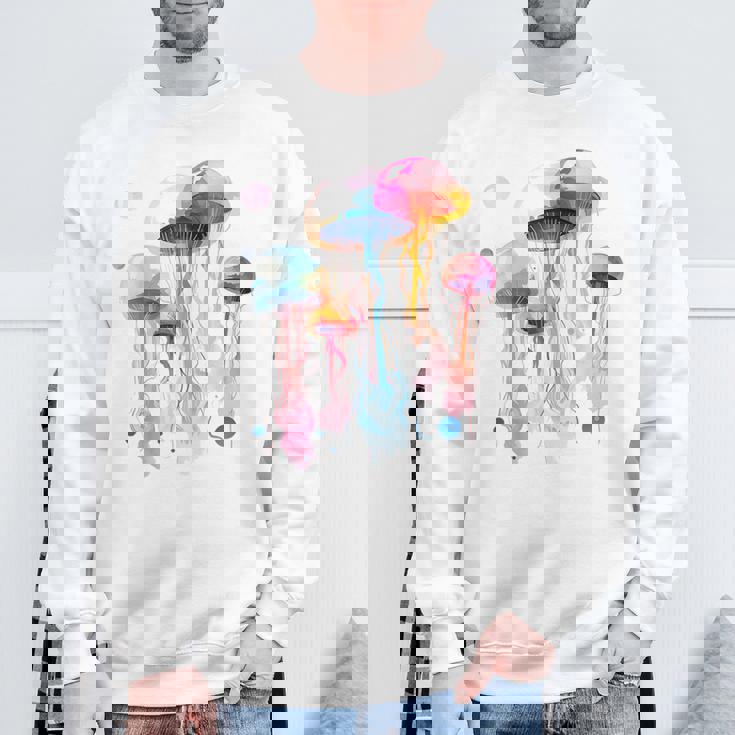 クラゲ 幾何学 動物 カラフル 抽象 アート クラゲ スウェットシャツ 高齢者への贈り物