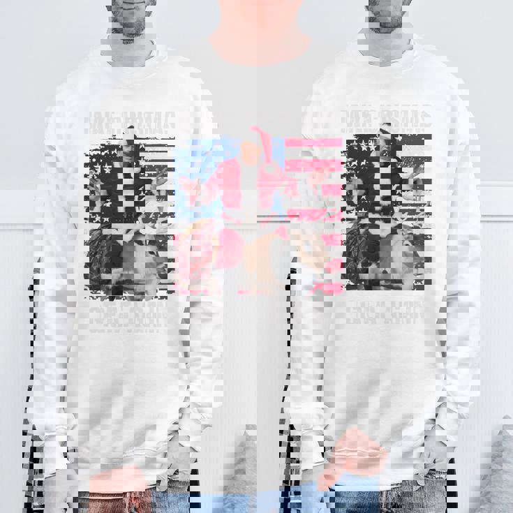 クリスマスを再び素晴らしいものにする トランプパジャマ 醜い 長袖tシャツ スウェットシャツ 高齢者への贈り物