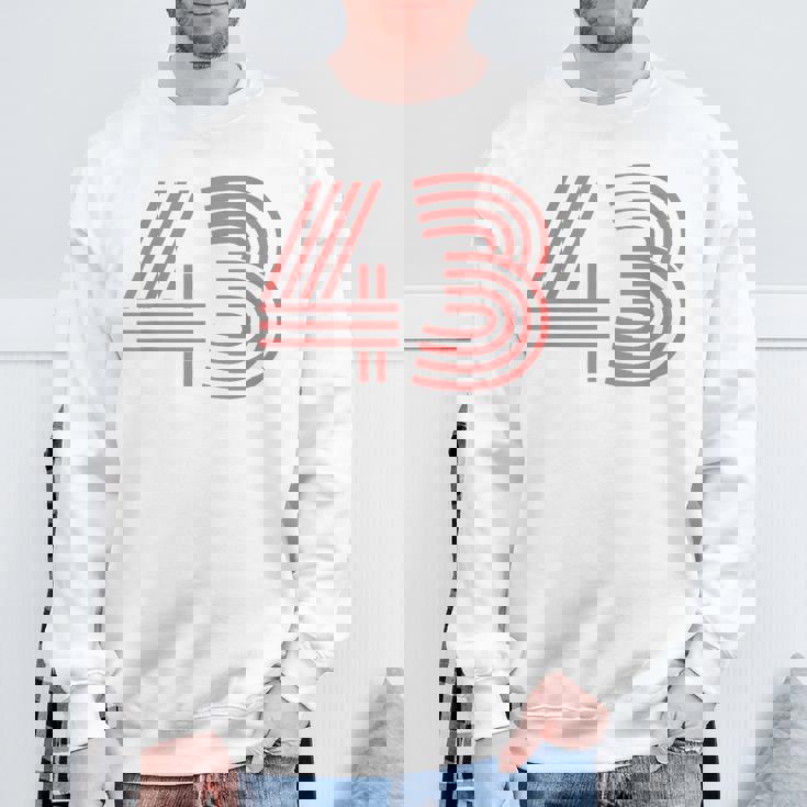 クールなレトロなレタリングジャージ、背番号43 Fourtythree スウェットシャツ 高齢者への贈り物