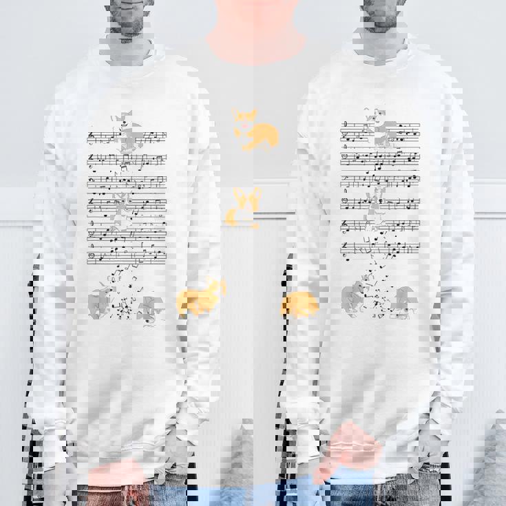 コーギー 犬 音符 音符 ミュージシャン かわいい コーギー 犬 スウェットシャツ 高齢者への贈り物