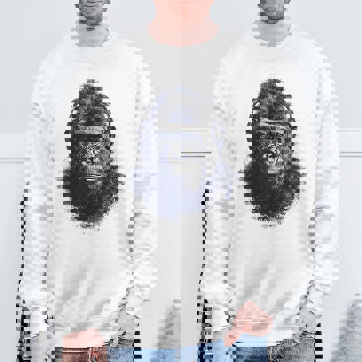 ゴリラ 描画 動物 イラスト 抽象画 アート ゴリラ スウェットシャツ 高齢者への贈り物