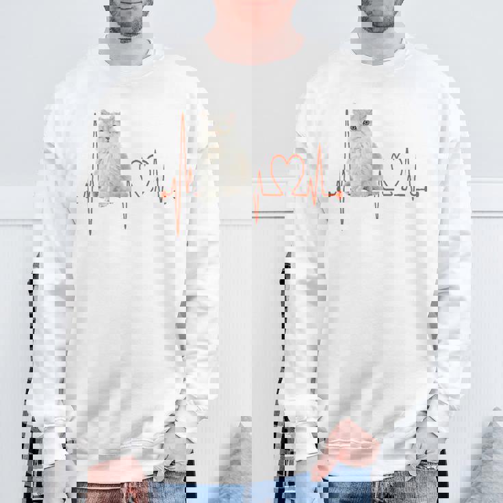 ゴールデンチンチラ ペルシャ猫 ハートビート Ekg I Love My Cats スウェットシャツ 高齢者への贈り物