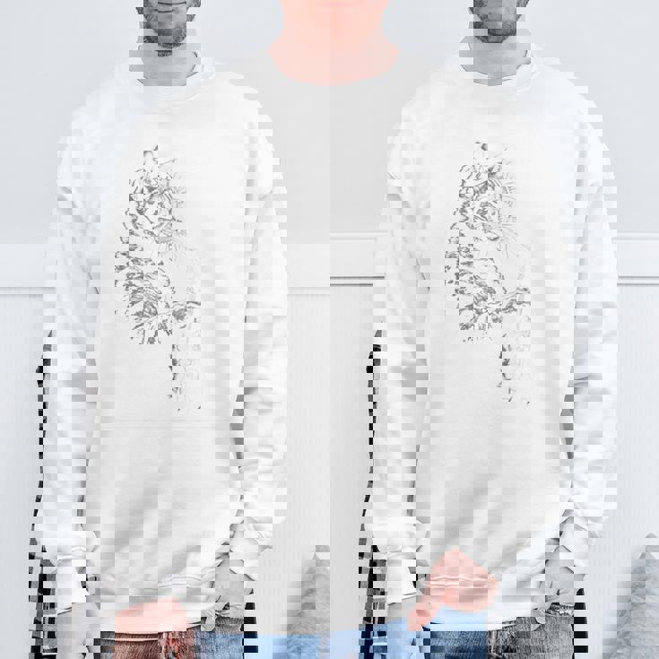 サックスを奏でる猫 ヴィンテージ ジャズ ミュージシャン サクソフォニスト 長袖tシャツ スウェットシャツ 高齢者への贈り物