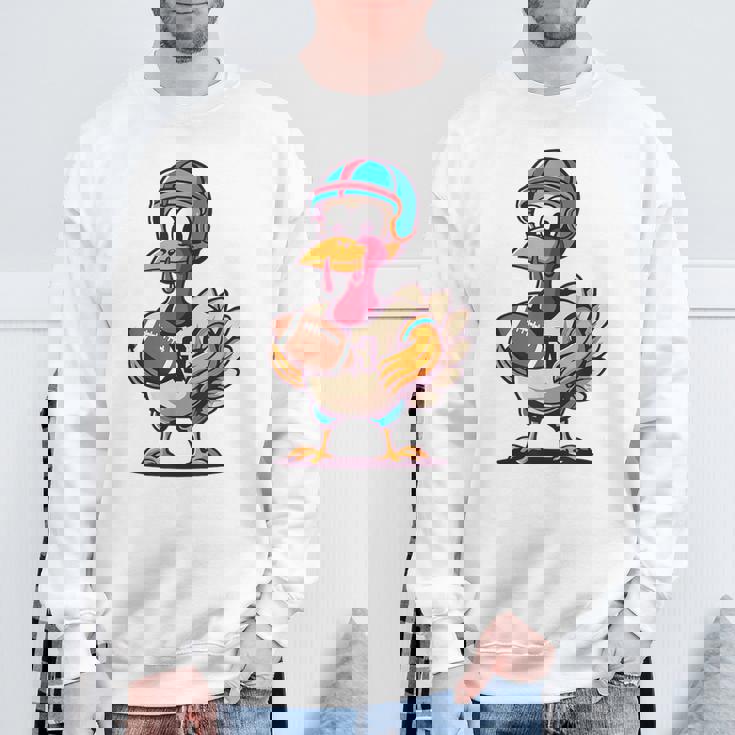 サンクスギビング かわいい七面鳥 アメリカンフットボール ボーイズ キッズ スウェットシャツ 高齢者への贈り物