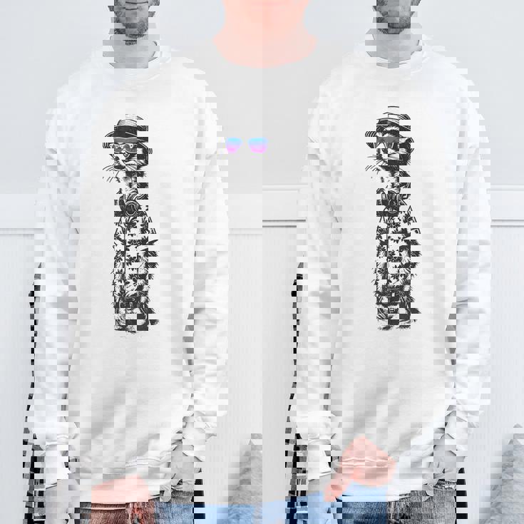 サングラスとヘッドフォンをしたミーアキャット スウェットシャツ 高齢者への贈り物