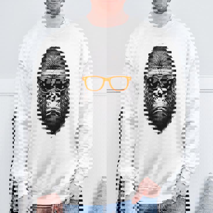 サングラスをかけたクールなゴリラグラフィックアート 長袖tシャツ スウェットシャツ 高齢者への贈り物