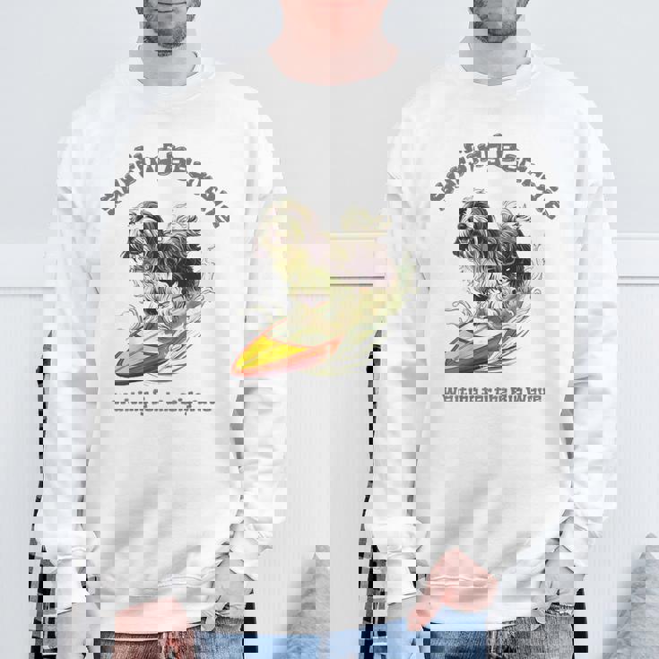 サーフィン 犬 ビアデッドコリー かわいい 面白い スウェットシャツ 高齢者への贈り物