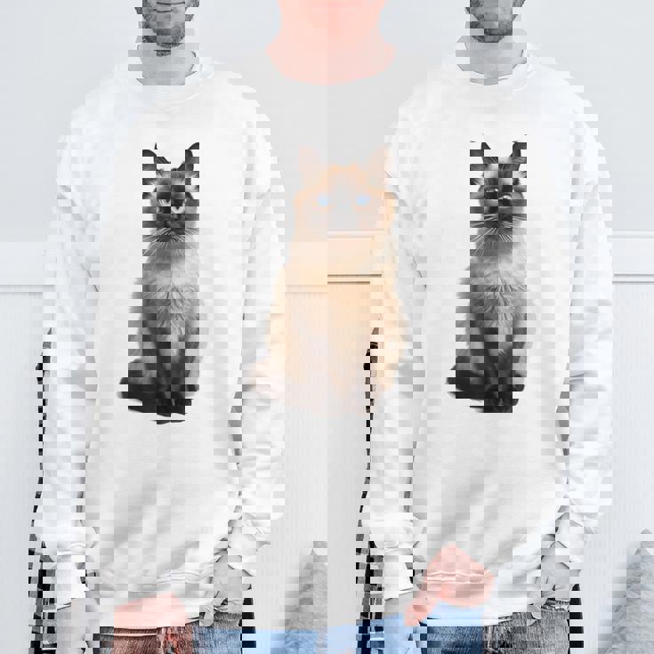 シャム猫 美人 雄大なシャム猫 ラブリーシャム猫 スウェットシャツ 高齢者への贈り物