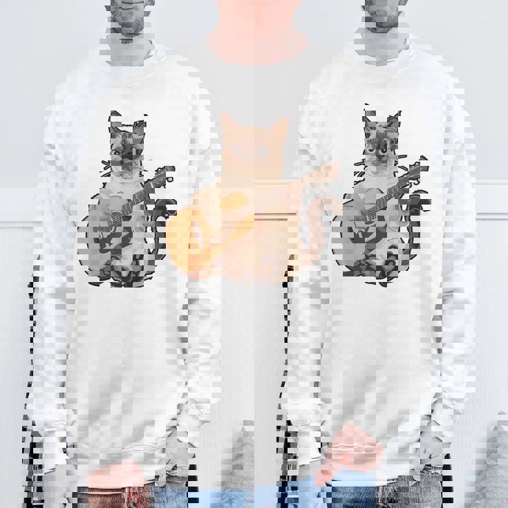 シャム猫ギタリスト ミーザー ギター奏者 スウェットシャツ 高齢者への贈り物