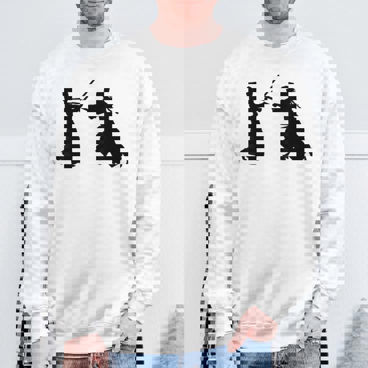 シルエット 剣道 合気道 日本 武道 剣闘士 扇子 スウェットシャツ 高齢者への贈り物