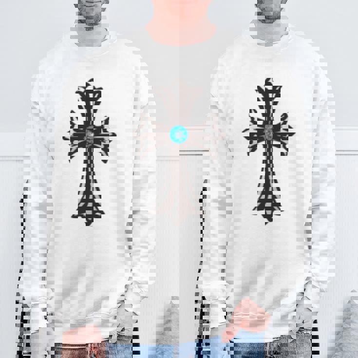 シルバークロス ブルーダイヤ 長袖tシャツ スウェットシャツ 高齢者への贈り物