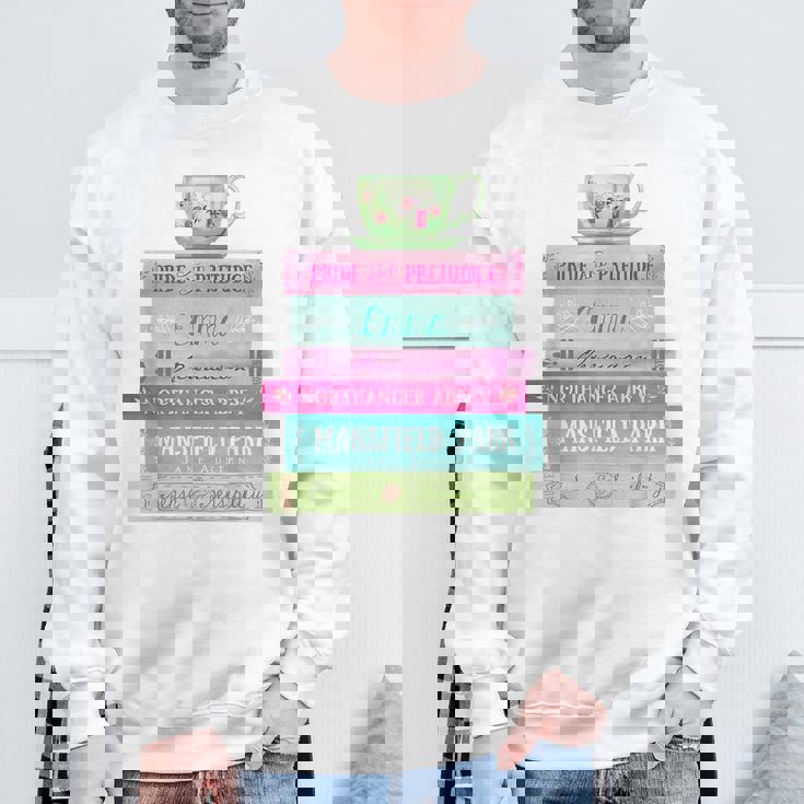 ジェーン・オースティン 本 スタック ティー 文学 文学 スウェットシャツ 高齢者への贈り物