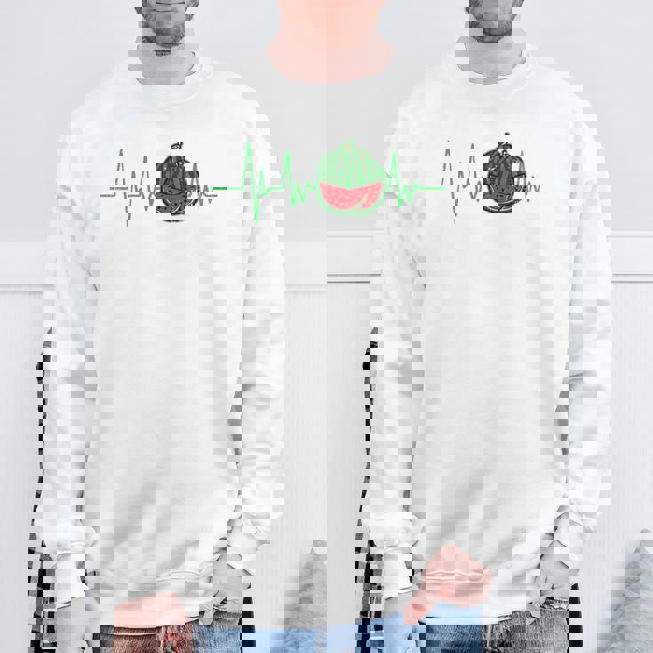 スイカ 農家 ハートビート ガーデニング 果物 農業 庭師 長袖tシャツ スウェットシャツ 高齢者への贈り物