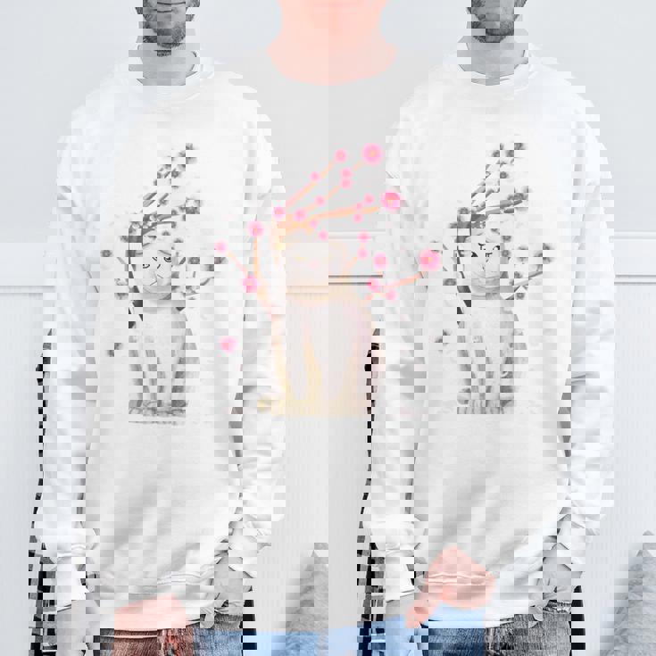 スコティッシュフォールド ネコ 桜の花 長袖tシャツ スウェットシャツ 高齢者への贈り物