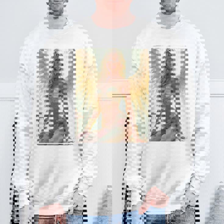 セクシーガールグラフィックtシャツ セクシーシッティングエンジェルピンナップバックプリント スウェットシャツ 高齢者への贈り物