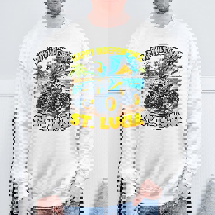 セントルシア 独立 モンスタートラックフラッグ キッズ ガールズ ティーン スウェットシャツ 高齢者への贈り物