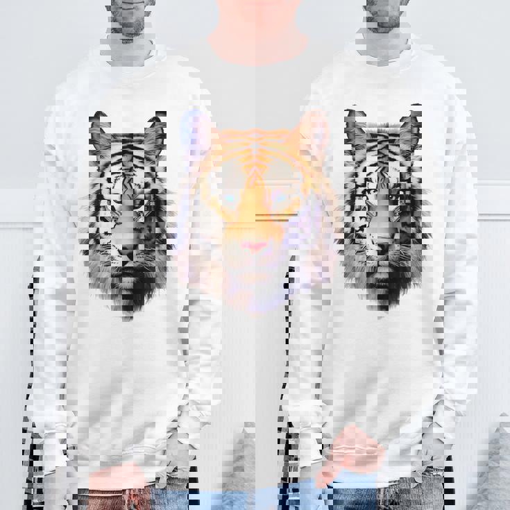 タイガー アニマル プリント グラフィック デッサン アートワーク フェイス トラ スウェットシャツ 高齢者への贈り物