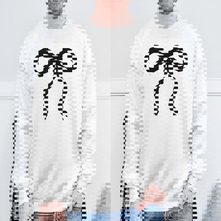 タンサンドベージュにかわいいブラックリボンリボンの美的 スウェットシャツ 高齢者への贈り物