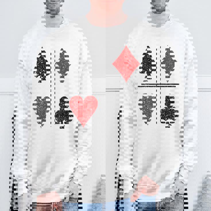 ダイヤモンド スペード ハーツ クラブ トランプスーツ ポーカー スウェットシャツ 高齢者への贈り物