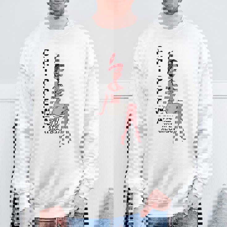 チペワ アメリカン インディアン トライブ キュート プラウド カートゥーン スクワー スウェットシャツ 高齢者への贈り物