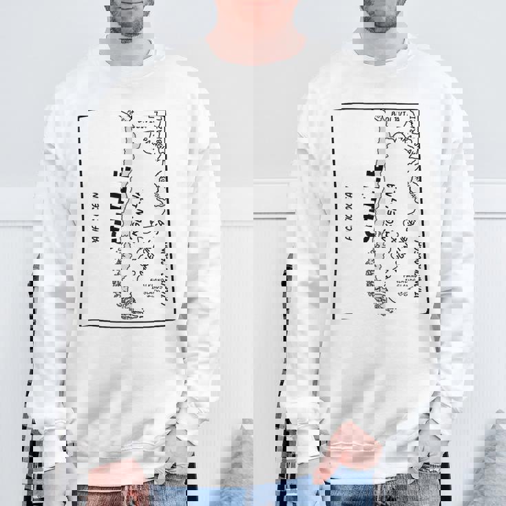 チリと近隣諸国の手描き黒線地図 スウェットシャツ 高齢者への贈り物