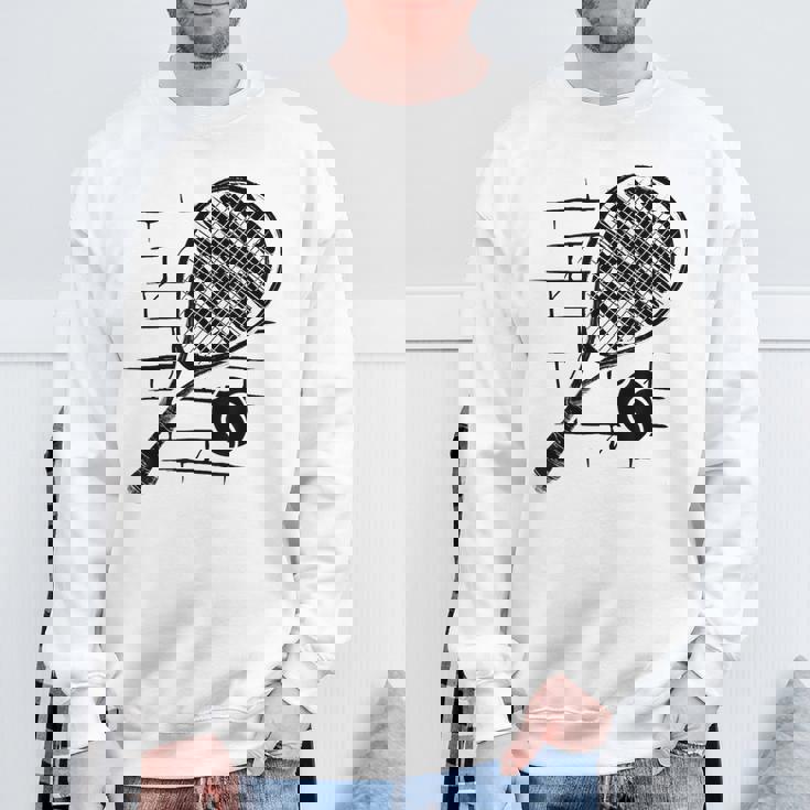 テニスラケット ボール シルエット 面白い スポーツ選手 コーチファン スウェットシャツ 高齢者への贈り物