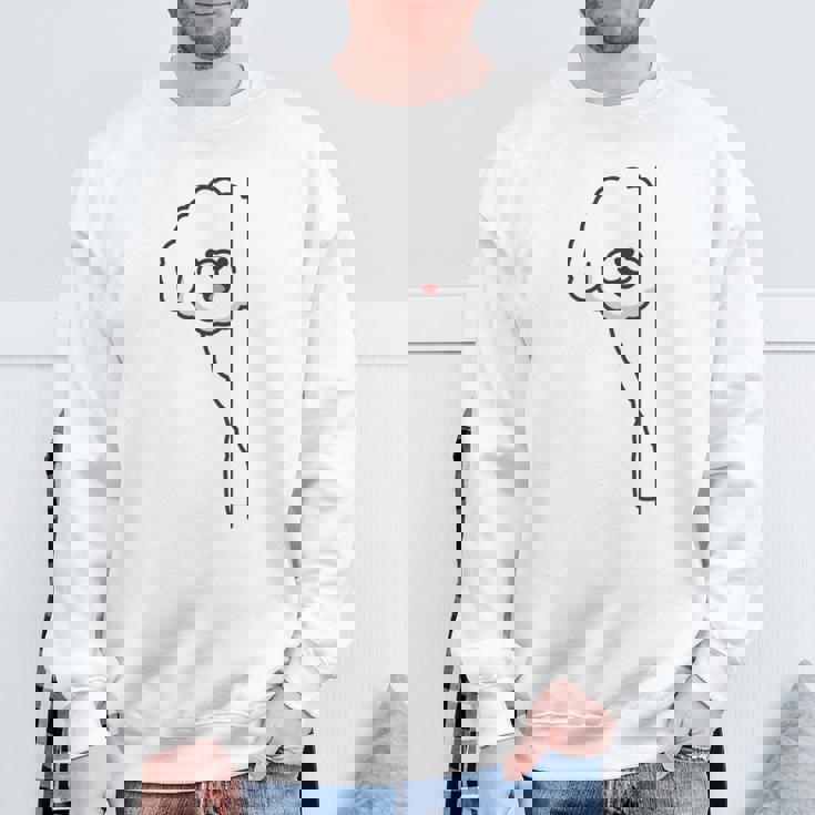 トイプードル 白 隠す 可愛い おもしろ シンプル イラスト 長袖tシャツ スウェットシャツ 高齢者への贈り物