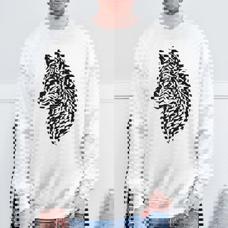 トライバルウルフ ポリネシア部族 マオリ柄 オオカミ スウェットシャツ 高齢者への贈り物