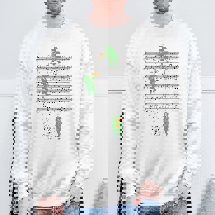 トロンボーン奏者 カエル トロンボーン好きのトロンボーン愛好家 トロンボーン音記号 スウェットシャツ 高齢者への贈り物