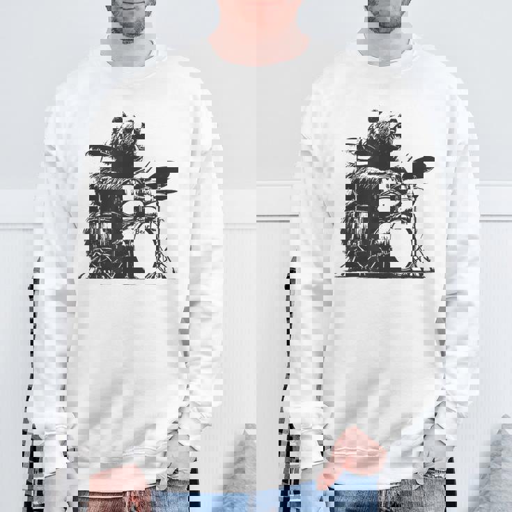 ドラマー ドラムキット クマの演奏 ドラムキット ミュージシャン スウェットシャツ 高齢者への贈り物