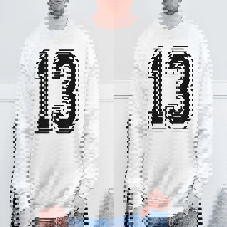 ナンバー13 カレッジスポーツチーム 黒文字 スウェットシャツ 高齢者への贈り物