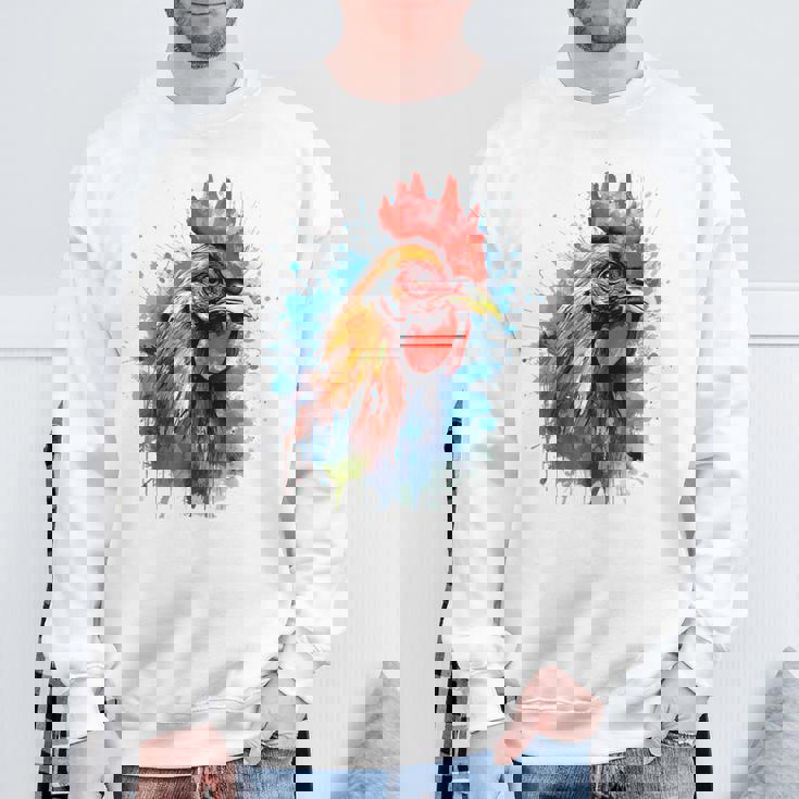 ニワトリ 動物 絵画 グラフィック 抽象 カラフル チキン スウェットシャツ 高齢者への贈り物