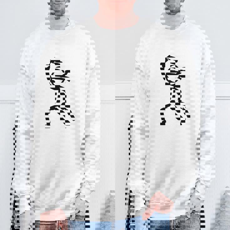 ヌンチャク棒人間クリップアートグラフィック 長袖tシャツ スウェットシャツ 高齢者への贈り物