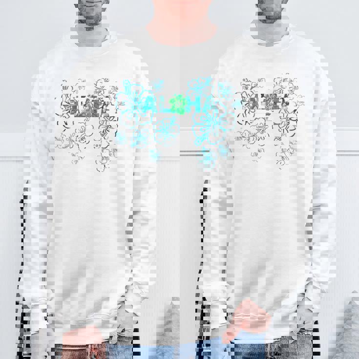 ハイビスカス アロハ ハワイ メレ カリキマカ オアフマウイ マハロラブ 長袖tシャツ スウェットシャツ 高齢者への贈り物