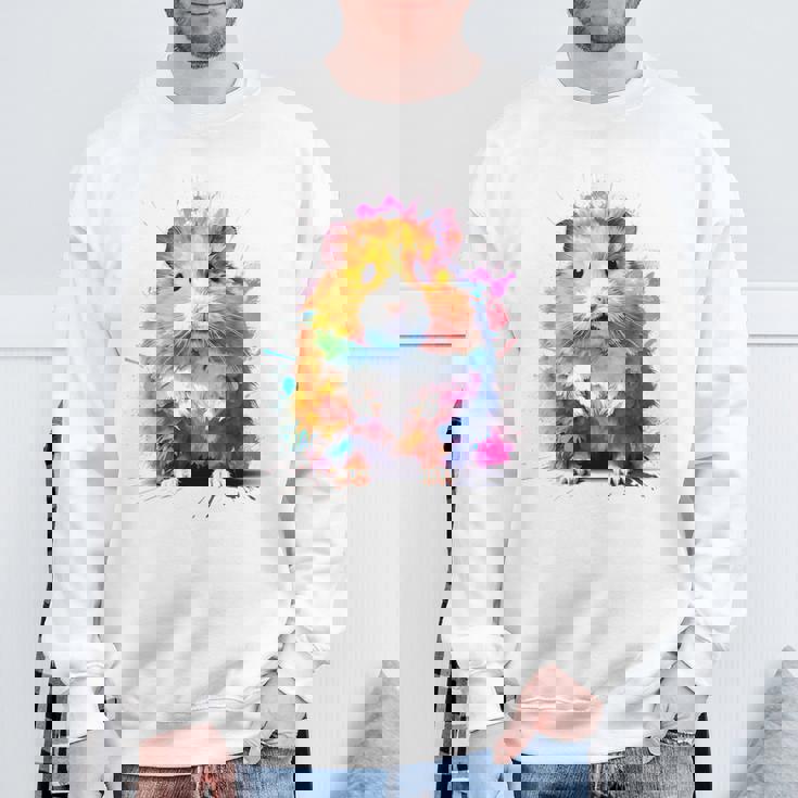 ハムスター 動物 カラフル モチーフ 抽象 アート 絵画 ハムスター スウェットシャツ 高齢者への贈り物