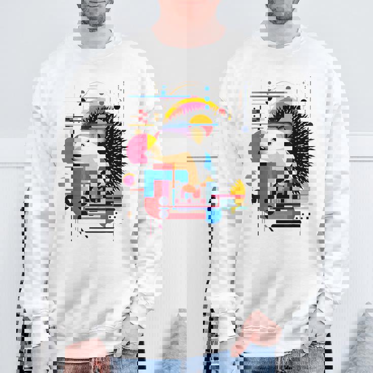 ハリネズミ アート 幾何学 動物 抽象 グラフィック ハリネズミ スウェットシャツ 高齢者への贈り物