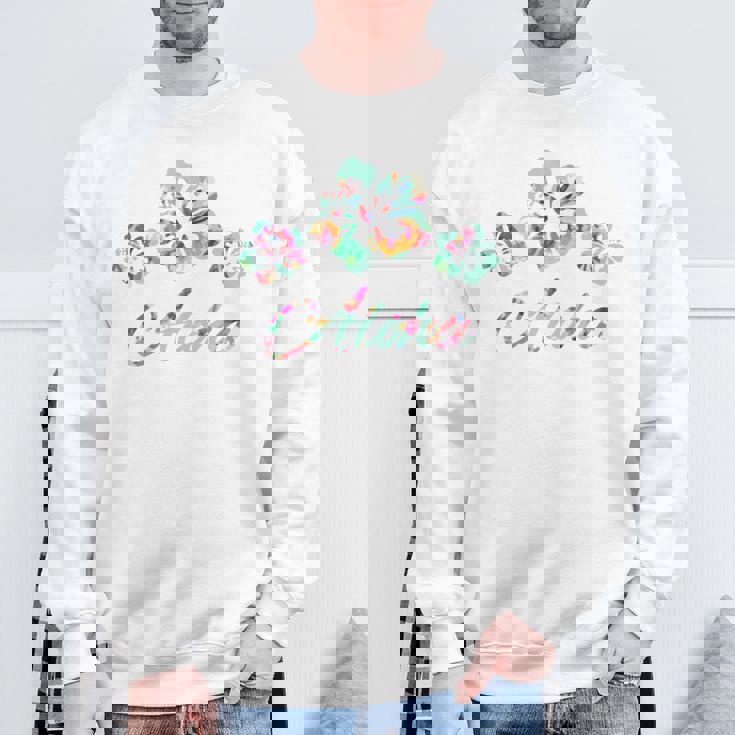 ハワイ アロハ ハワイアン ハイビスカス フラワー ハワイ サーファー 長袖tシャツ スウェットシャツ 高齢者への贈り物