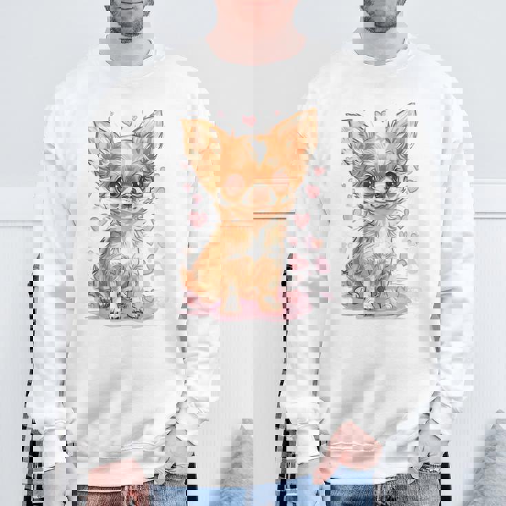 ハートに囲まれた愛らしいチワワ スウェットシャツ 高齢者への贈り物