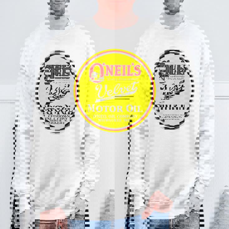 バックプリントのみ レトロ ヴィンテージ ガソリンスタンド オニールのモーターオイル スウェットシャツ 高齢者への贈り物