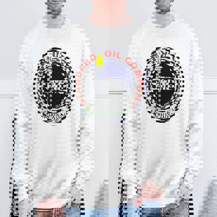 バックプリントのみ レトロ ヴィンテージ ガソリンスタンド 標準モーターオイル スウェットシャツ 高齢者への贈り物