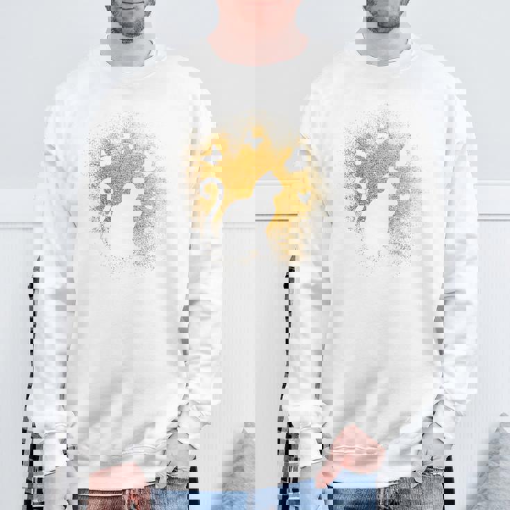 バックプリントの猫のシルエット スウェットシャツ 高齢者への贈り物