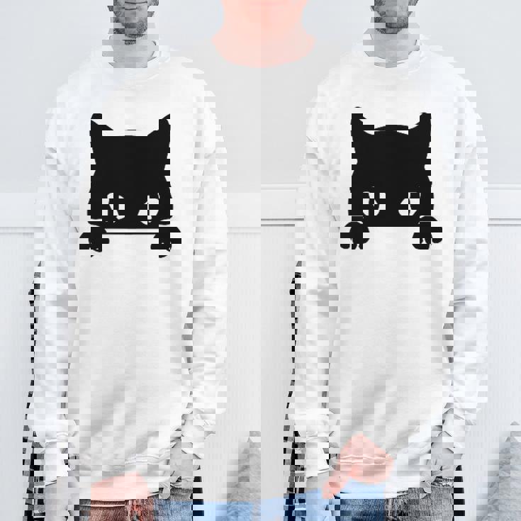 バッグの中に隠れているかわいい黒猫 猫好き 猫飼い 猫 ネコ ねこくろねこ好き 面白い サプライズ ギフト スウェットシャツ 高齢者への贈り物