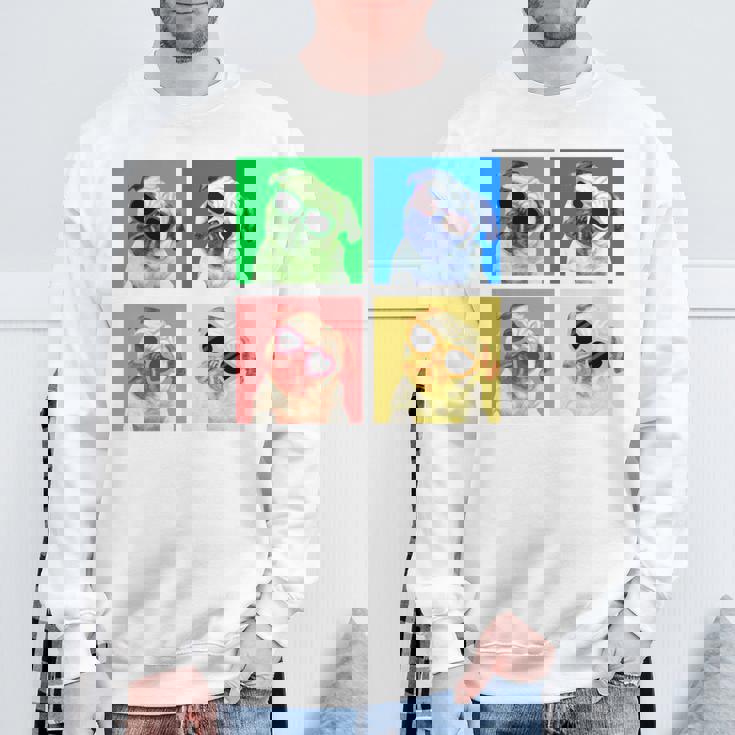 パグ 面白いtシャツ 犬 かわいい メンズ 子供 おもしろ 服 雑貨 グッズ ネタ わんこ イヌ 黒パグ 長袖tシャツ スウェットシャツ 高齢者への贈り物