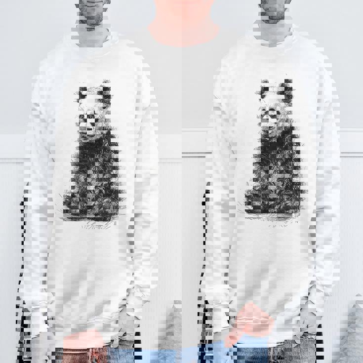 パンダ アニマルプリント グラフィック デッサン アート 絵画 パンダ スウェットシャツ 高齢者への贈り物