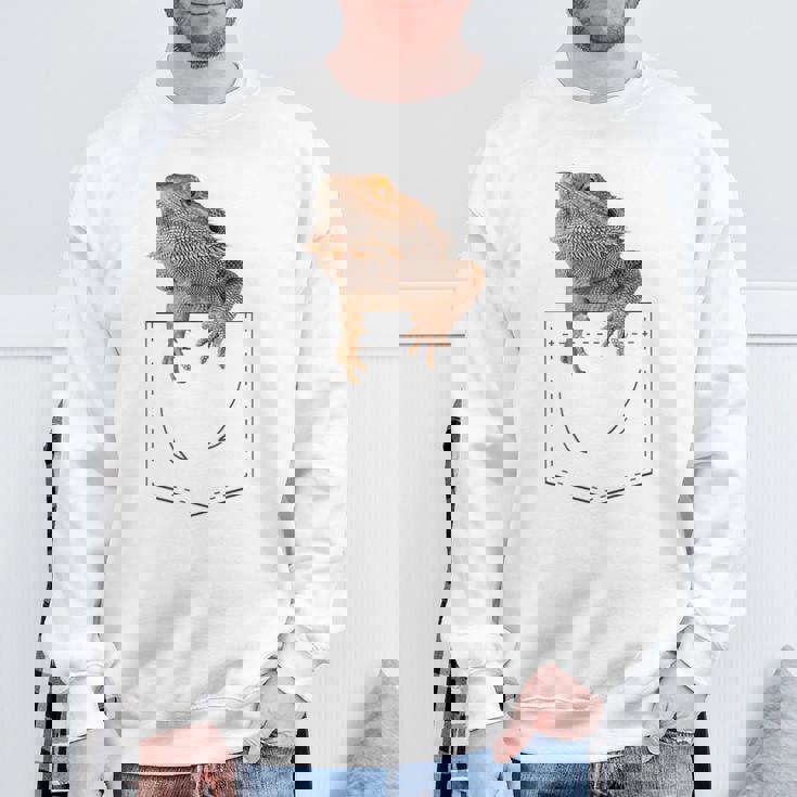 ヒゲのあるドラゴンリザード 爬虫類フェイクポケット スウェットシャツ 高齢者への贈り物