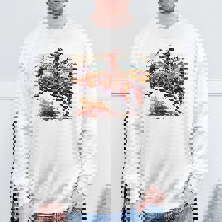 ビンテージ カウボーイ ロデオ ブロンコ ウエスタン 乗馬 カントリー メンズ スウェットシャツ 高齢者への贈り物