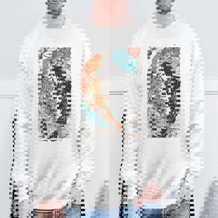 ビンテージ グラフィティ 錦鯉 魚 鯉 長袖tシャツ スウェットシャツ 高齢者への贈り物