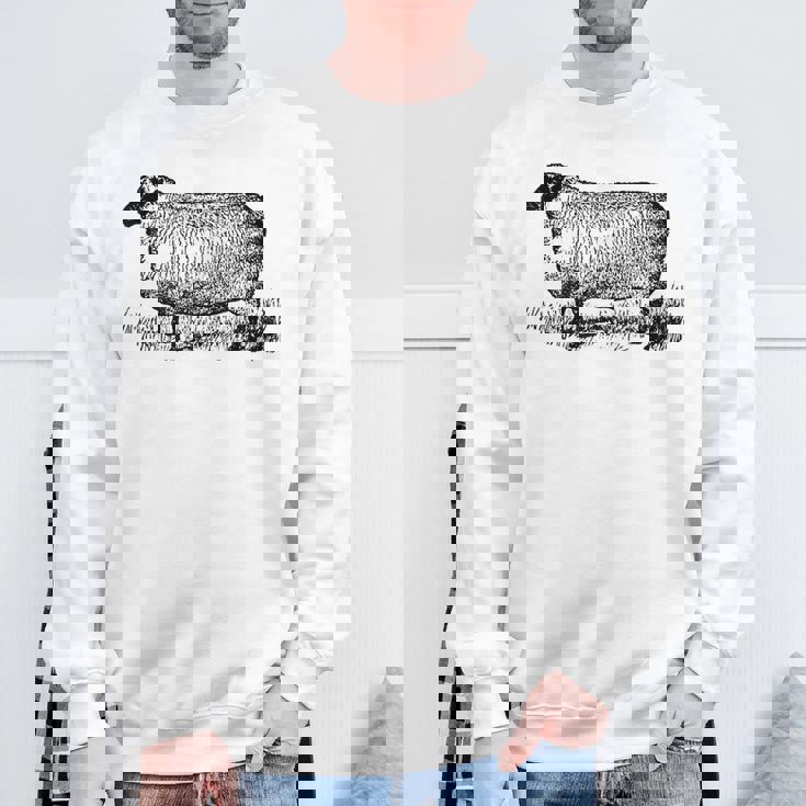 ビンテージ羊の描画 スウェットシャツ 高齢者への贈り物