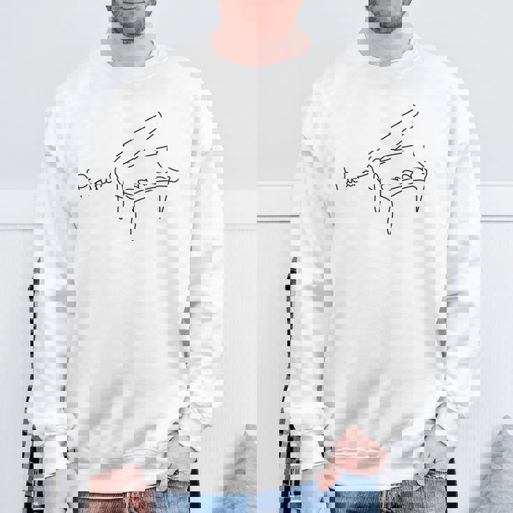 ピアニスト デザイン ワンライン グランドピアノ スウェットシャツ 高齢者への贈り物